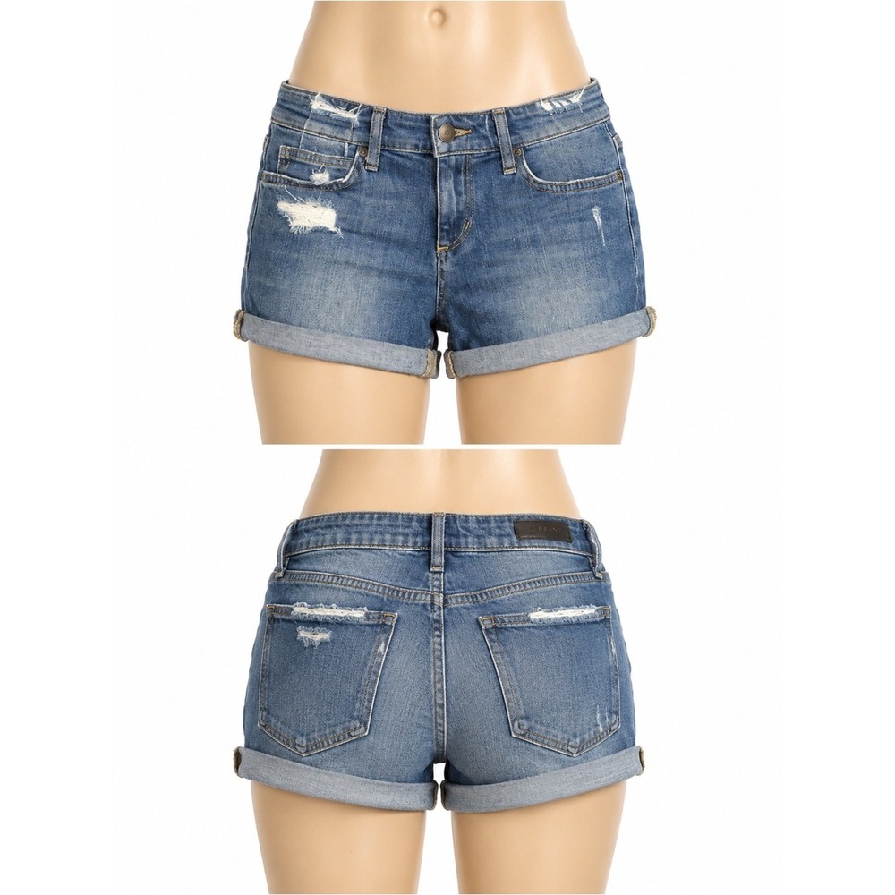 Joe's Jeans Mid Rise Distressed Denim Shorts Women 25 Blue Cuffed